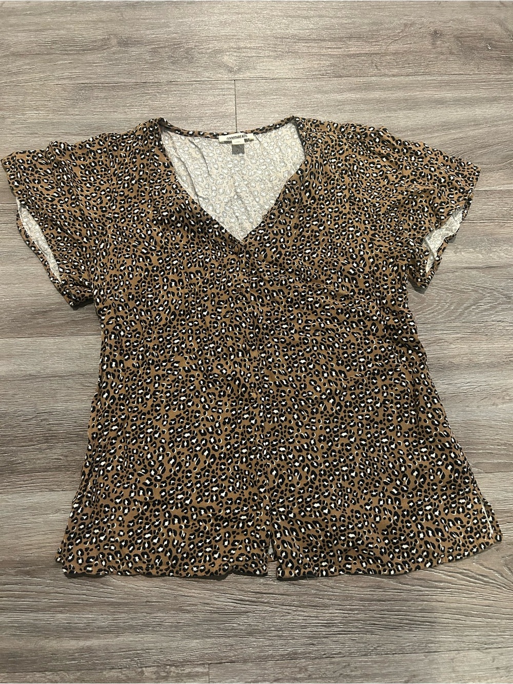 Goodthreads Leopard Print V-Neck Top - Brown & Black